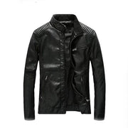 Men’s Casual Zip Up Slim Bomber Faux Leather Jacket