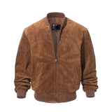 Mens Vintage Leather Baseball Bomber Jacket