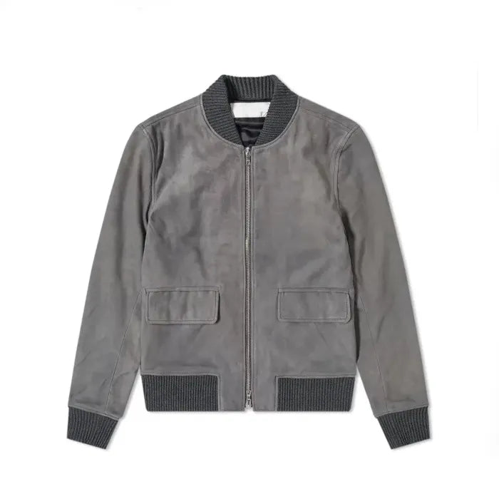 Smooth and Sleek Suede Leather Bomber Jacket