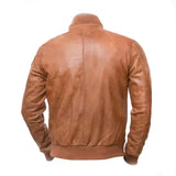 Men Brown Bomber Leather Jacket