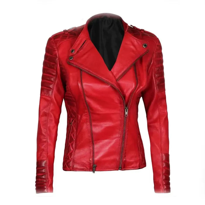 Premium Lambskin Leather Bomber Jacket For Women