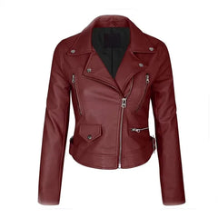 Womens Faux Leather Zip Up Everyday Bomber Jacket