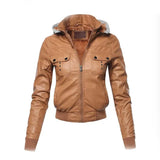 Womens Casual Stylish Trendy Zipper Leather Bomber Jacket