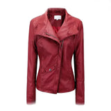 Style Plain School Leather Bomber Jacket For Women