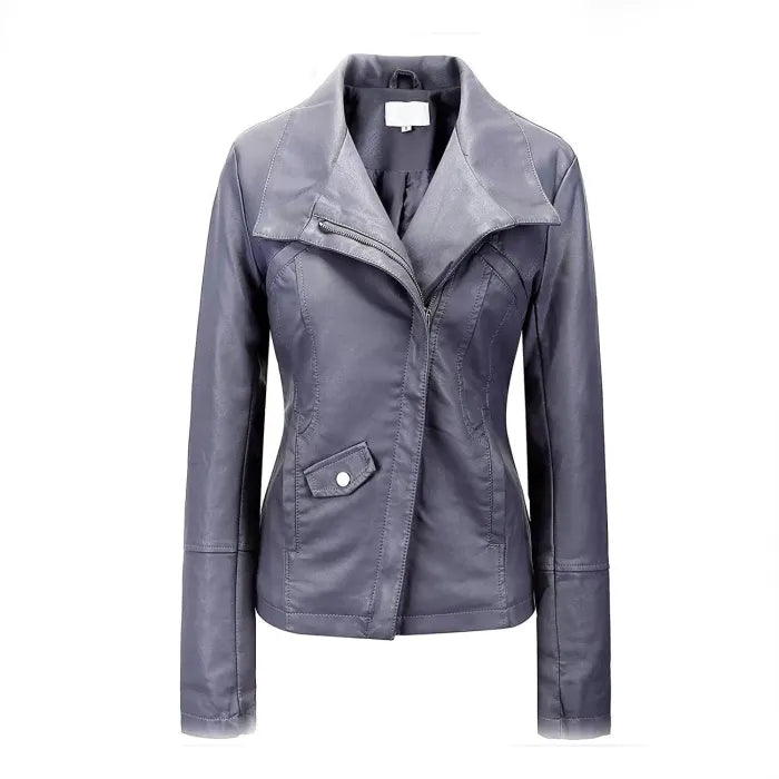 Signature Bow Hoodie Leather Bomber Jacket For Women