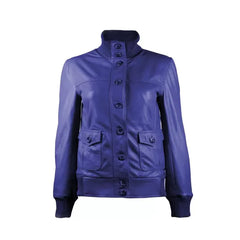 Gusty Dark Blue Bomber Womens Leather Jacket
