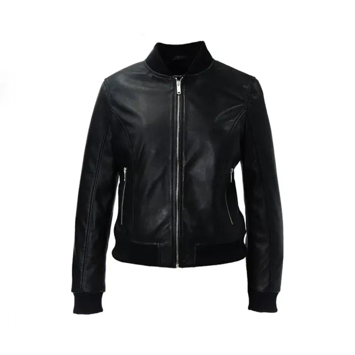 Black Leather Bomber Jacket – High Quality