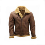 Men’s Brown B3 Shearling Sheepskin WW2 Bomber Leather Flying Aviator Jacket