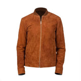 Men Brown Bomber Suede Jacket