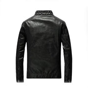 Men’s Casual Zip Up Slim Bomber Faux Leather Jacket