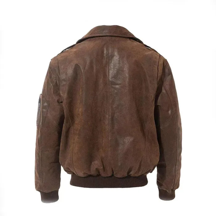 Men’s Leather Flight Bomber Jacket Air Force Aviator