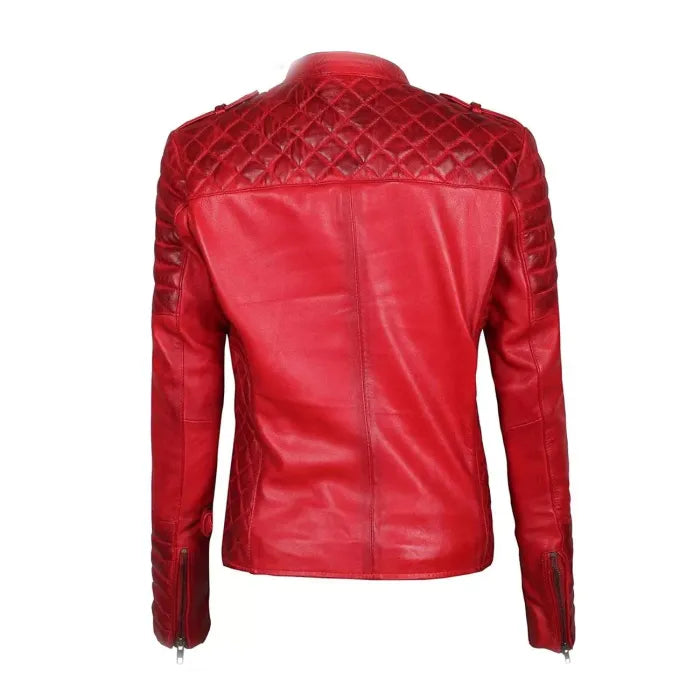 Premium Lambskin Leather Bomber Jacket For Women