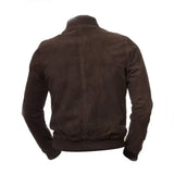 Men Brown Suede Bomber Jacket