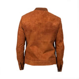 Men Brown Bomber Suede Jacket