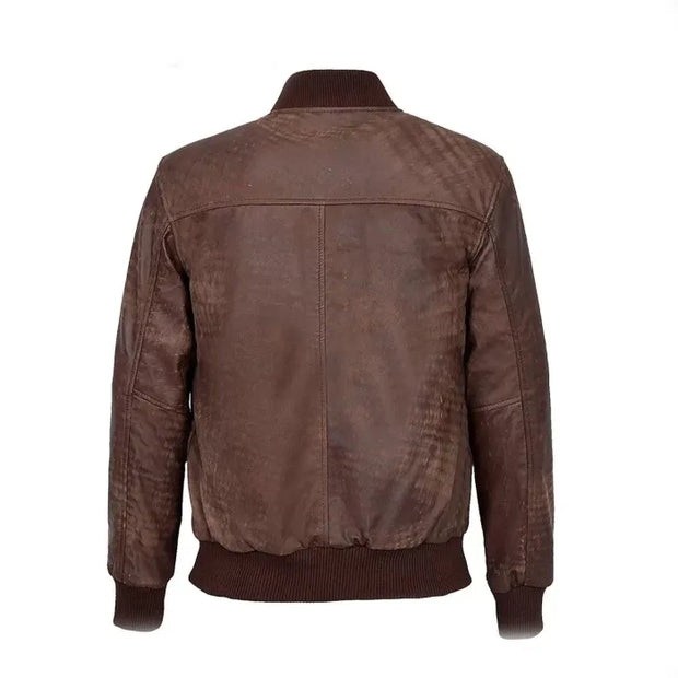 Men Vintage Brown Bomber Jacket