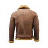 Men’s Brown B3 Shearling Sheepskin WW2 Bomber Leather Flying Aviator Jacket