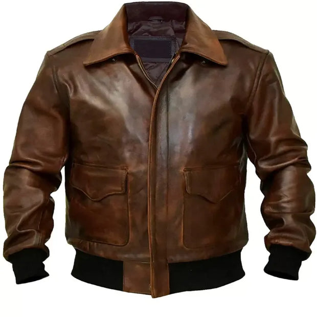Men’s Handmade Real Leather A2 Military Bomber Jacket| Lambskin Leather Jacket for Men| Cockpit Pilot Premium Bomber Jacket for Men