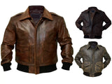 Men’s Handmade Real Leather A2 Military Bomber Jacket| Lambskin Leather Jacket for Men| Cockpit Pilot Premium Bomber Jacket for Men