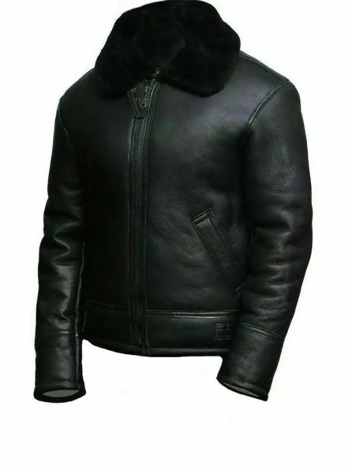 Men’s B3 Aviator Faux Shearling Black shearl Leather Jacket