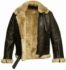 Men’s RAF B3 Aviator Real Leather Sheep Skin Bomber Jacket Coat