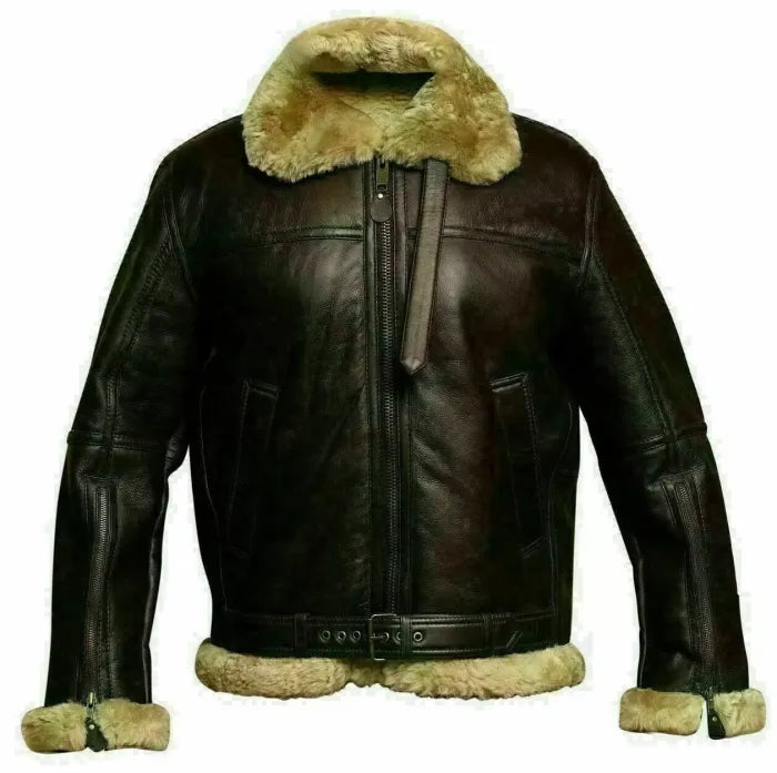 Men’s RAF B3 Aviator Real Leather Sheep Skin Bomber Jacket Coat