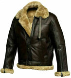 Men’s RAF B3 Aviator Real Leather Sheep Skin Bomber Jacket Coat