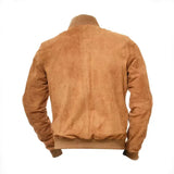 Men Tan Suede Bomber Jacket