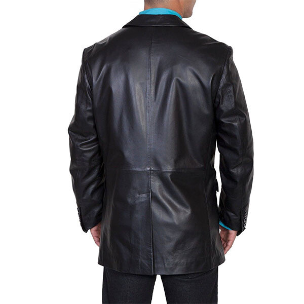 Black Leather Blazer for Men