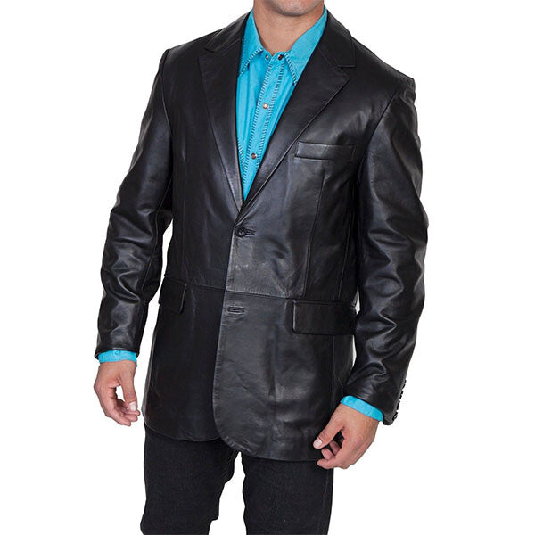 Black Leather Blazer for Men