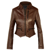 Dark Brown Women Leather Jacket