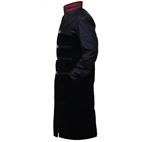 Mystery- Men's Black and Maroon Leather Coat