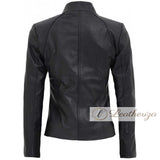 Decent Elegant Black Leather Jacket For Women