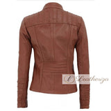 Umber Brown Women's Real Leather Jacket