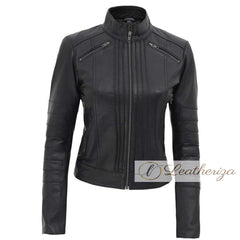 Over the Moon Black Leather Jacket For Women