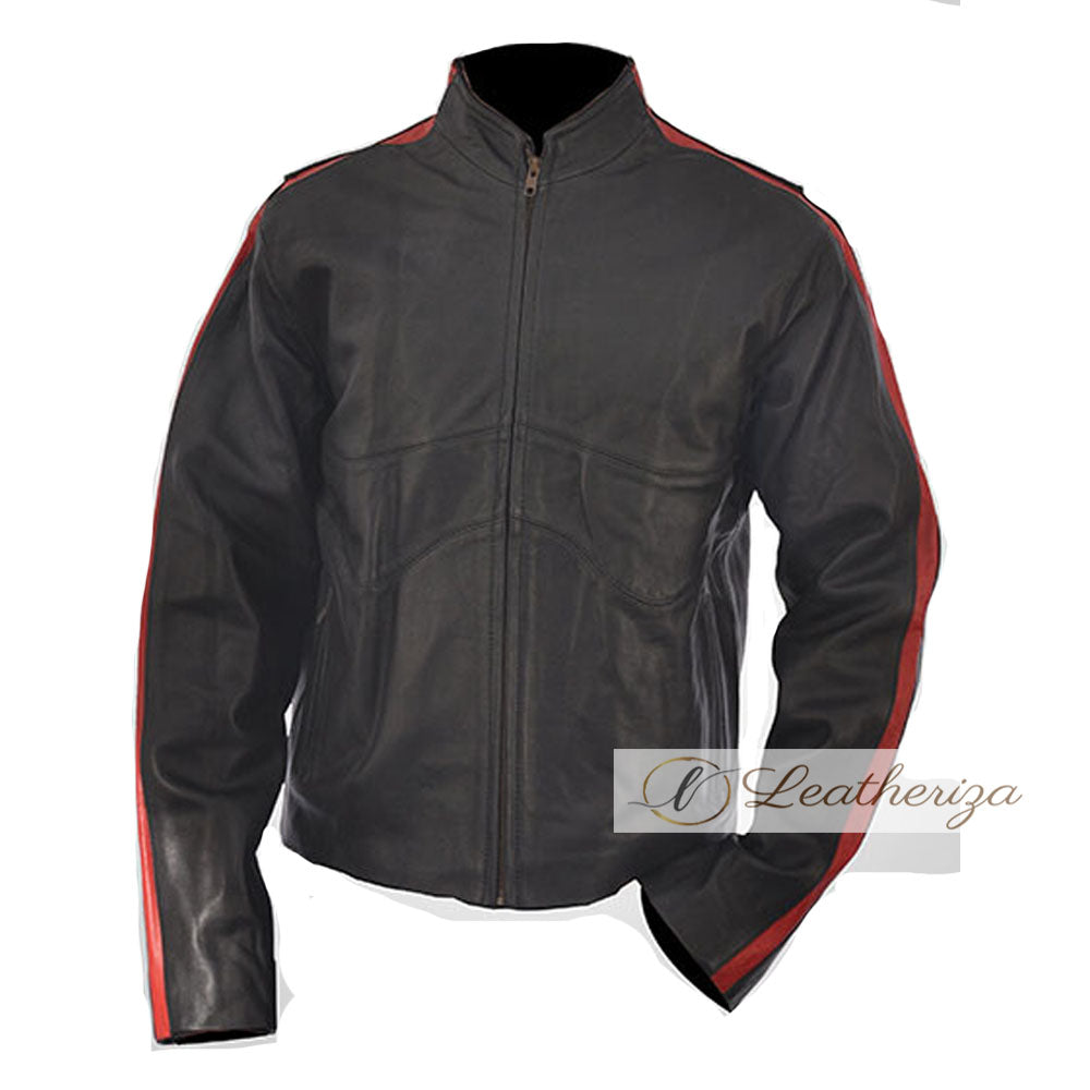 Black in Red - Men's Classic Leather Jacket
