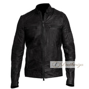 Men's Elegant Black Biker Leather Jacket