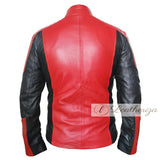 Men Red & Black Leather Jacket