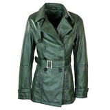 Olive Green Women's Leather Coat