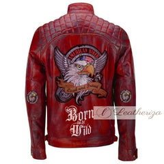 Men's Born to Rule Red Biker Leather Jacket