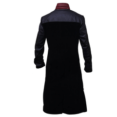 Mystery- Men's Black and Maroon Leather Coat