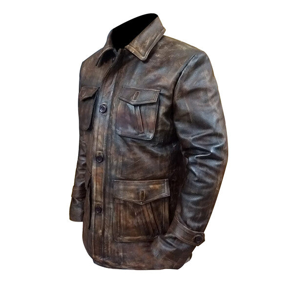 Men Brown Vintage Distressed Leather Jacket