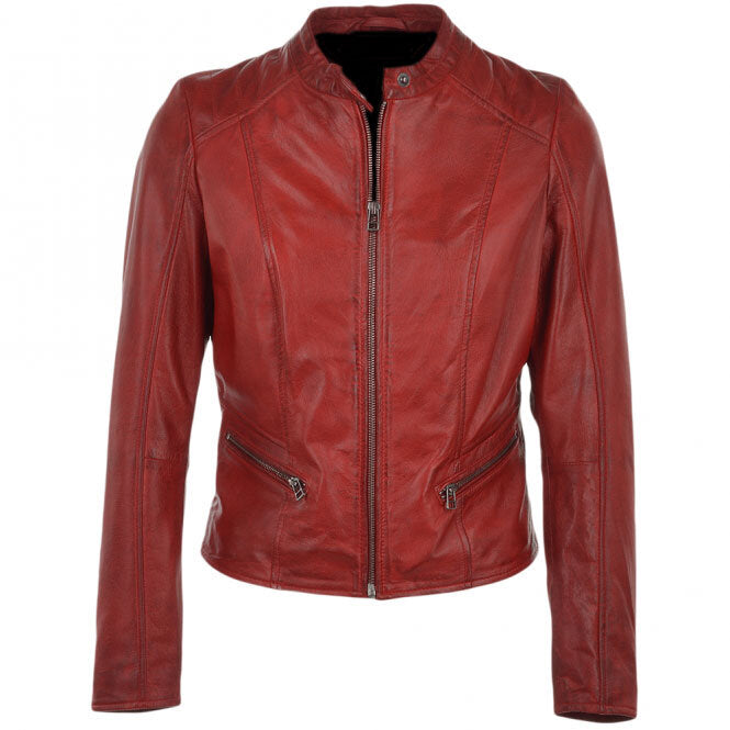 Bloom- Maroon Women's Leather Jacket