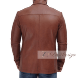 Brown Leather Blazer Jacket For Men