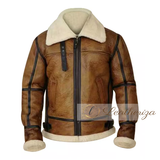 Brown Shearling Bomber Leather Jacket