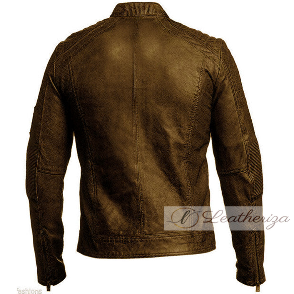 Vintage Style Classical Brown Men's Leather Jacket
