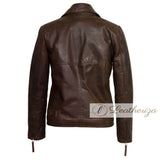 Stylish Shearling Brown Leather Jacket For Women