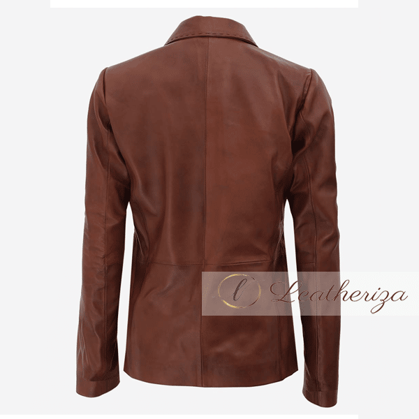 Men Brown Leather Blazer Jacket