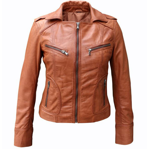 Women's Stylish Brown Leather Jacket