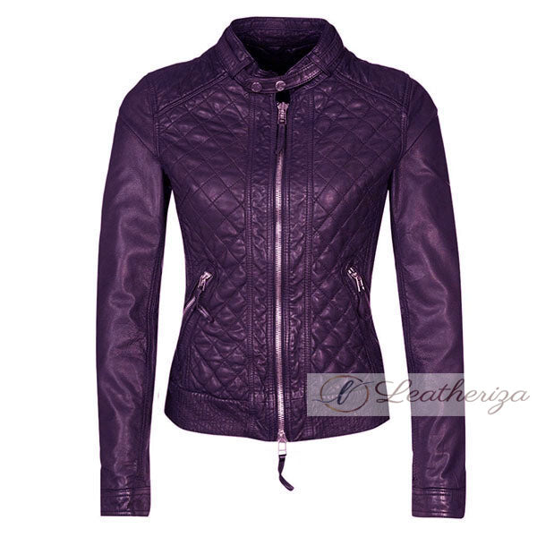 Mulberry Burgundy Racer Women's Leather Jacket