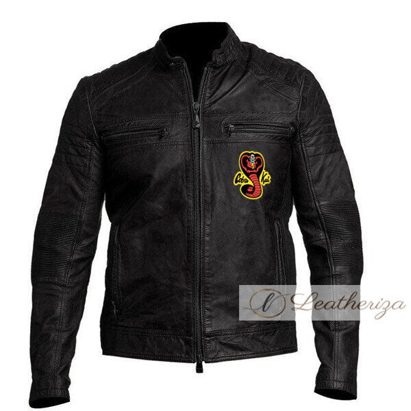 Men's Vintage Style Black Cobra Kai Leather Jacket